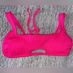 Hot Pink Ribbed Swim Top